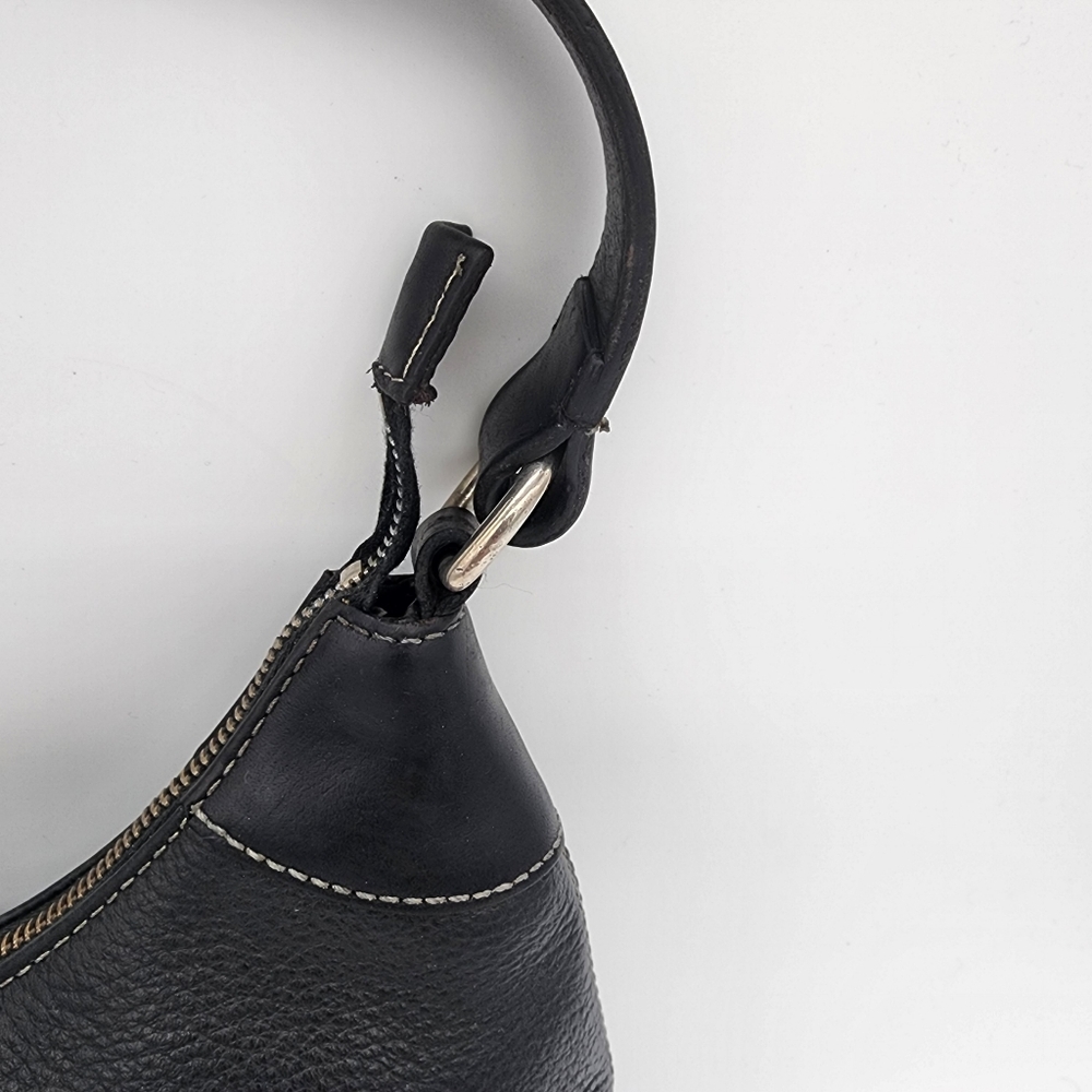 Dooney & Bourke Y2K Small Black Pebbled Leather Hobo Bag - Picture 7 of 16